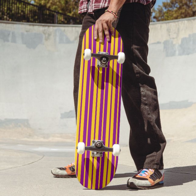 Lila Gul Stilren Randig Mönsterdesign  Mini Skateboard Bräda 18,5 Cm (Skapare uppladdad)