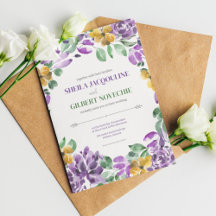 Lila Gula blommor Bröllop Tema