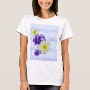 Lila&Gula blommor Lakan Music Spaghetti Strapp Tee Shirt