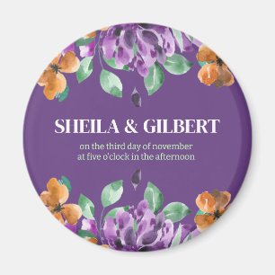 Lila Gula Blommor Spara Datum Magnet