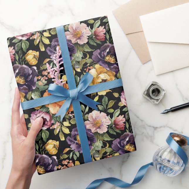 Lila Gula Rosa Blommor Bröllopsdusch Presentpapper (Gifting)