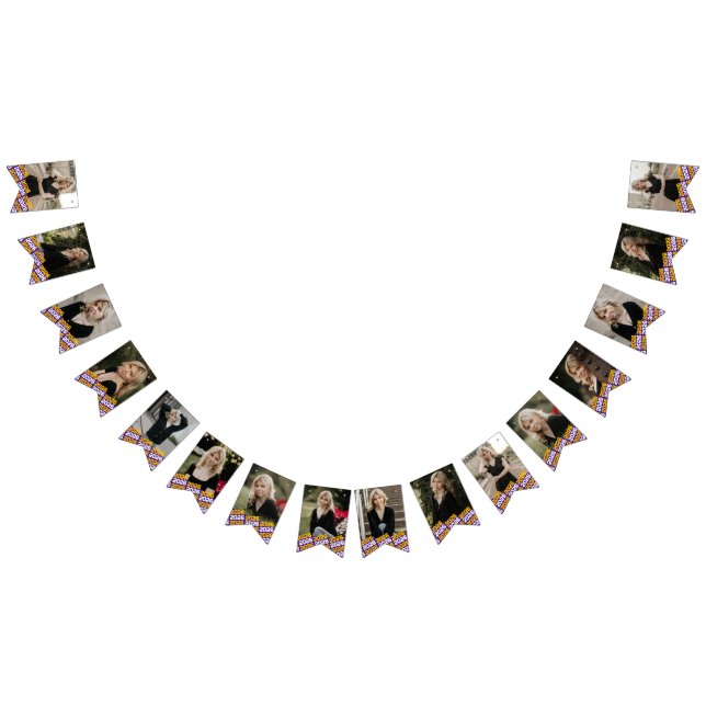 Lila & Guld 16 Photo Studenten Hanging Banner Vimplar (Alla)