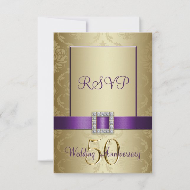 Lila Guld 50-års Bröllopsdag RSVP-kort OSA Kort (Framsida)