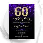 Lila Guld 60:e födelsedagen Inbjudningar<br><div class="desc">60 födelsedagsfest inbjudan. lila av elegant med Faux glitter guld. Innehåller snyggtens diamanter, bokeh ljus och skriptteckensnitt. Manar eller kvinnor i inbjudan. Perfekt för en födelsedagsfest för vuxen av snyggt. Anpassa med dina egna detaljer. Berätta om du behöver anpassa dig ytterligare. Skrivna Zazzle-inbjudningar eller digital utskrivbar mall för omedelbar nedladdning....</div>