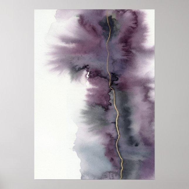 Lila Guld Abstrakt Akvarell Poster (Framsidan)