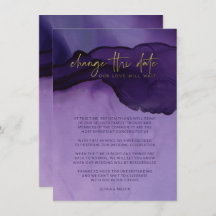 Lila & Guld Abstrakt Ändra datum Bröllop