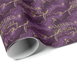 Lila Guld Abstrakt Marmor Design Presentpapper