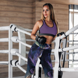 Lila Guld Abstrakt Rökning mönster | Lagar Leggings