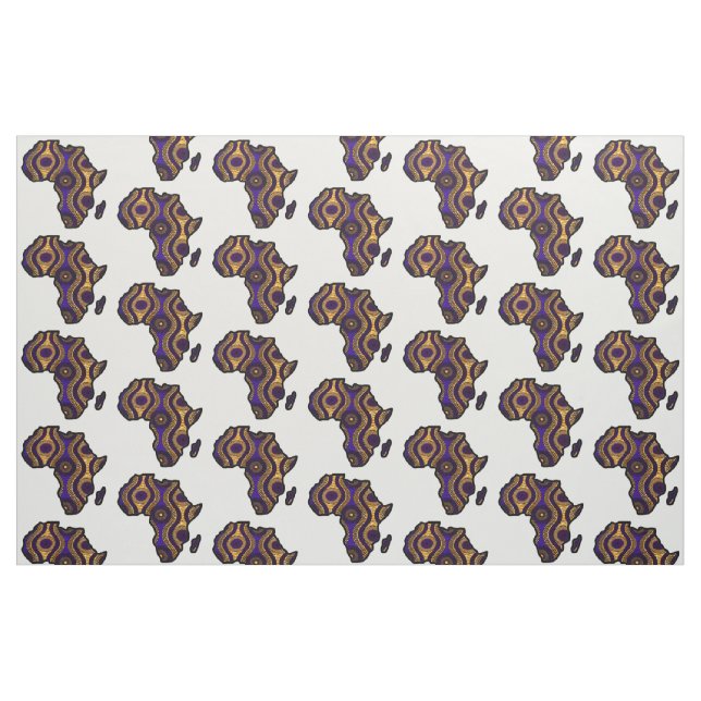 Lila Guld Afrika Karta Tyg (Fat Quarter)