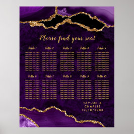 Lila Guld Agat Bröllops Placeringsplan 10 Bord Poster