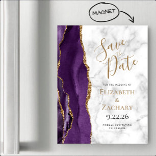Lila Guld Agat Marmor Magnetisk Save the Date