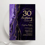 Lila Guld Agate 30års födelsedag Inbjudningar<br><div class="desc">Lila och guld agate 30års födelsedag-inbjudan. Elegantens moderna design med vattenfärgad bakgrund,  faux glitter guld och typsnitt för färgskript. Trendig inbjudan-kortets perfekt för en snyggt kvinnor i firande. Skrivna Zazzle-inbjudningar eller digital utskrivbar mall för omedelbar nedladdning.</div>