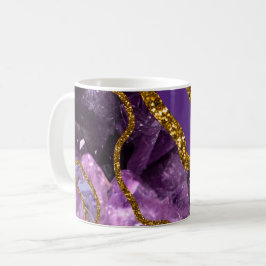 Lila & Guld Agate Geode Glitter Kaffemugg