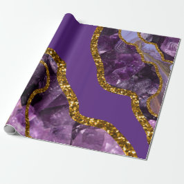 Lila & Guld Agate Geode Glitter Presentpapper