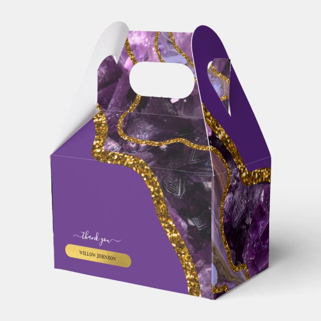 Lila & Guld Agate Geode Glitter Tack Presentaskar (Framsidan Sidan)