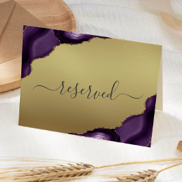 Lila Guld Agate Glam Foil Reserved Bröllop Ställe Kort