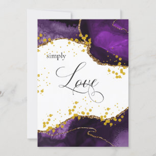 *~* Lila Guld Agate KÄRLEK Modern Elegant Inbjudningar
