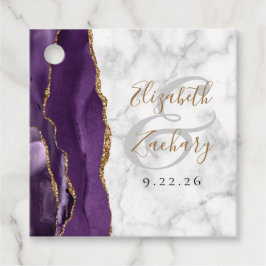 Lila Guld Agate Marble Bröllop Gåvor Etiketter