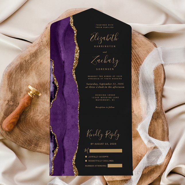 Lila Guld Agate Mörk Bröllop (Skapare uppladdad)
