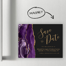 Lila Guld Agate Mörk Magnetic Save Date (magnetdat