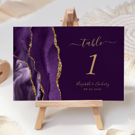 Lila Guld Agate Plum Bröllop Bordsnummer
