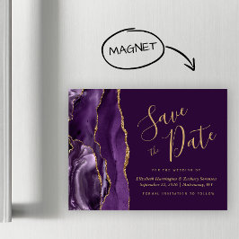 Lila Guld Agate Plum Magnetic Save the Date