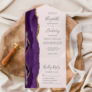 Lila Guld Agate Rosa Bröllop