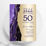 Lila Guld Agate Surprise 50:e födelsedagen Inbjudningar<br><div class="desc">Lila och guld kommer att överraska 50 födelsedagsfest inbjudan. Elegantens moderna design med vattenfärgad bakgrund,  faux glitter guld och typsnitt för färgskript. Trendig inbjudan-kortets perfekt för en snyggt kvinnor i firande. Skrivna Zazzle-inbjudningar eller digital utskrivbar mall för omedelbar nedladdning.</div>