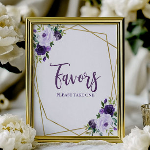 Lila Guld Akvarell Blommiga Förmånsskylt Poster