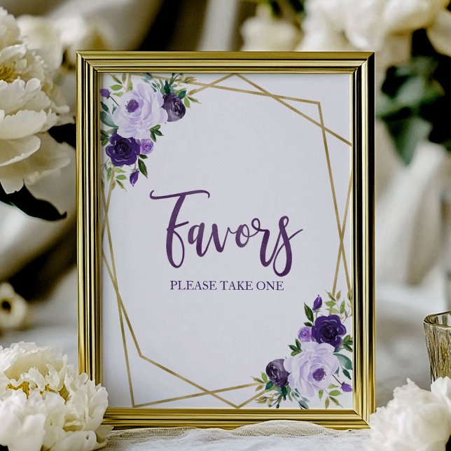 Lila Guld  Akvarell Blommiga Förmånsskylt Poster (Skapare uppladdad)