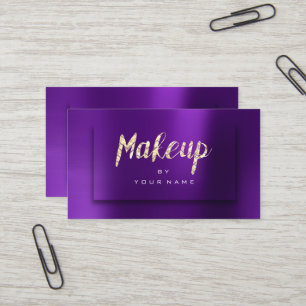 Lila Guld Amethyst Typograph Makeup Artist 3D Visitkort