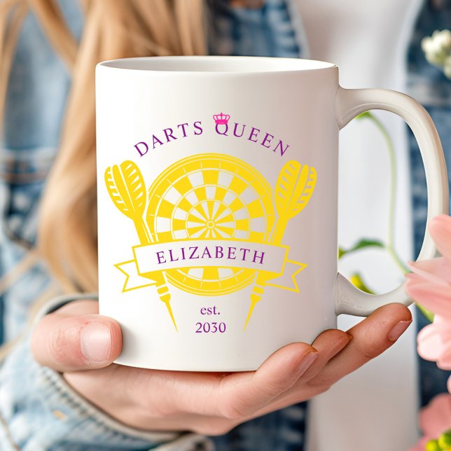 Lila Guld Anpassat namn Darts Queen Coffee Mugg (Skapare uppladdad)