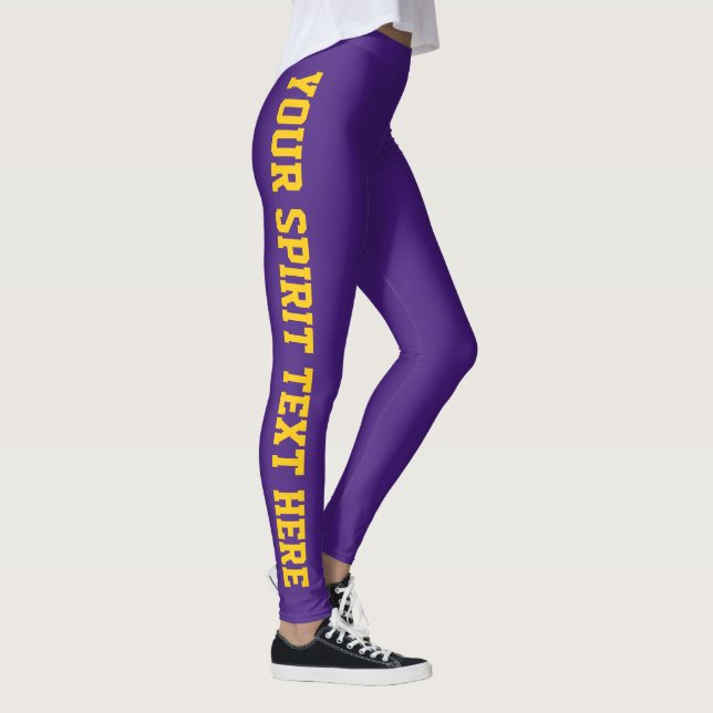 Lila + Guld Anpassningsbar Skolsprit Leggings (Höger)