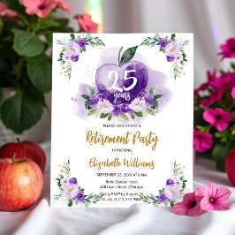 Lila Guld Apple Blommigt Lärare Pension Party