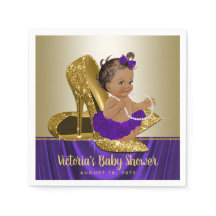 Lila guld baby shower pappersservetter