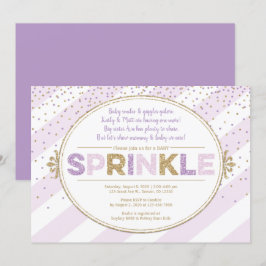 lila guld baby sprinkle bjud flicka glitter inbjudningar