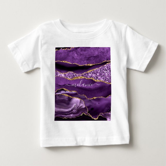 Lila Guld Baby T-Shirt med eget namn (Framsida)