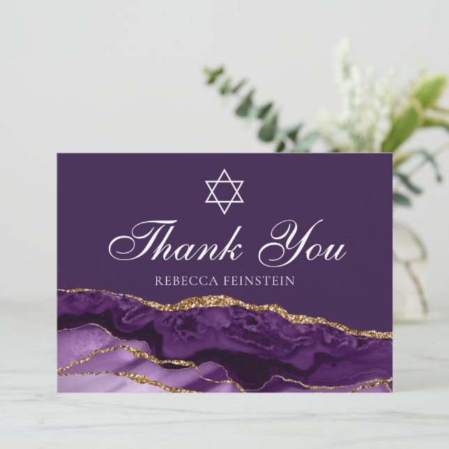 Lila Guld Bat mitzvah stjärnan av David Anpassning Tack Kort (Stående Fram)