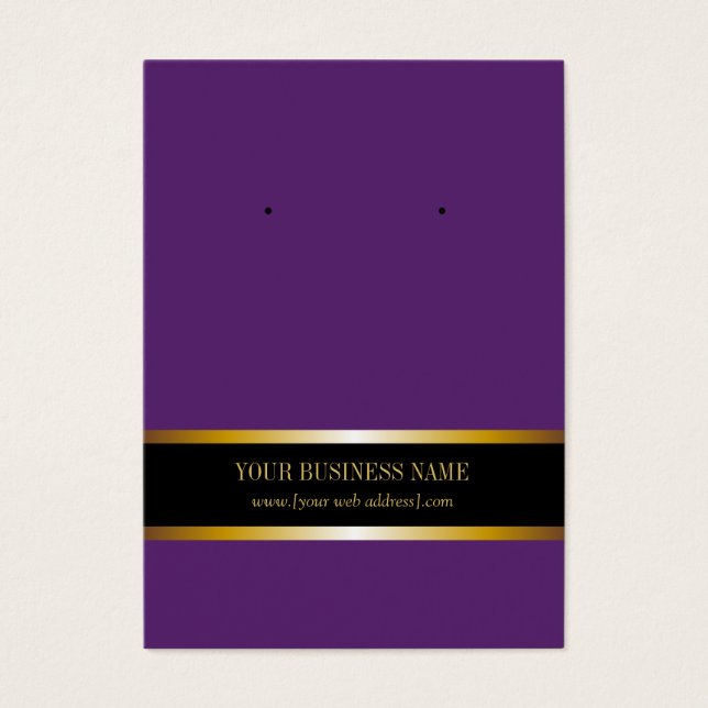 Lila Guld Black Anpassningsbar Earring Card Visitkort (Framsidan)