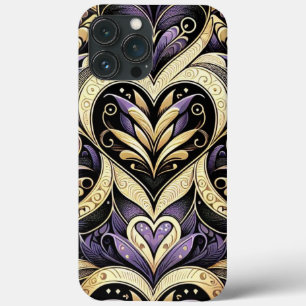 Lila Guld Black Heart Repetition Mönster