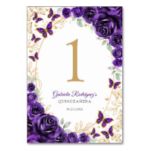 Lila Guld Blommig Quinceanera