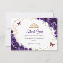 Lila Guld Blommig Quinceanera