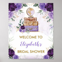 Lila Guld Blommig Resa Bröllopsdusch Äventyr Poster