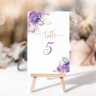 Lila guld blommigt bordsnummer