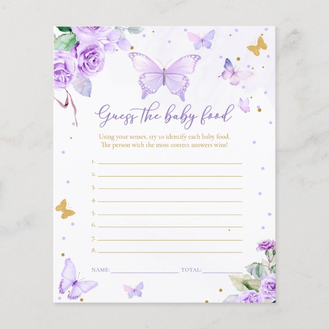 Lila Guld Blommigt Butterfly gissar Baby Food (Framsida)