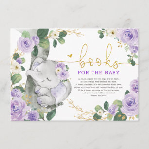 Lila Guld Blommigt Elephant Bokar för Flicka Tilläggskort
