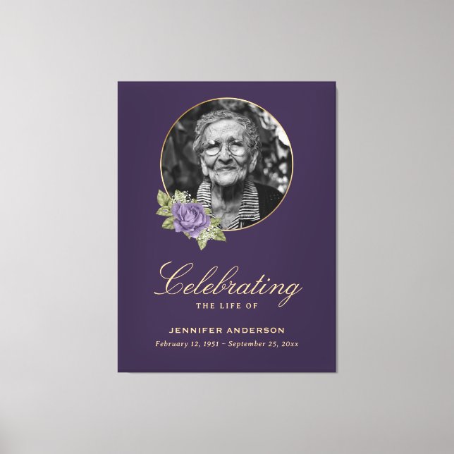 Lila Guld Blommigt - fotomässig välkomstskylt Canvastryck (Framsida)