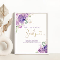 Lila guld blommigt Hur många suckar babyduschspel?