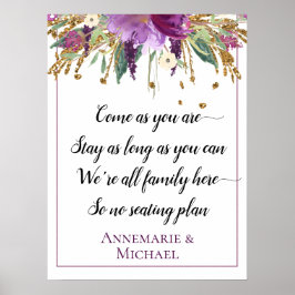 Lila Guld Blommigt: Ingen passagerarplan, Bröllop- Poster