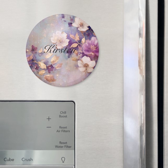 Lila Guld Blommigt Magnet (In Situ (Fridge))